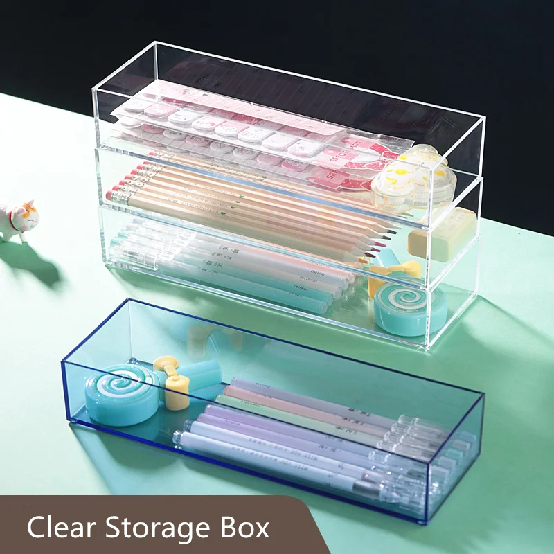 

Transparent Storage Box Drawer Sorting Case Cosmetic Brush Makeup Lipstick Eyebrow Pencil Holder Jewelry Container Organizer