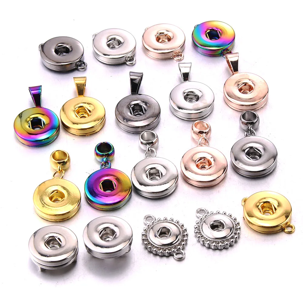 

2022 New Wholesale Snaps Jewelry 12mm 18mm Snap Findings Accessories Pendants fit Handmade snap Necklace Bracelet buttons