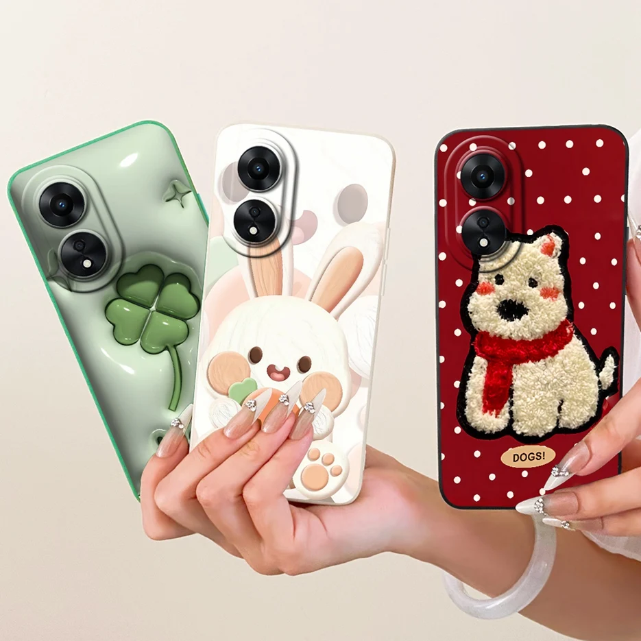 Фото Чехол для Oppo A78 4G CPH2565, милый чехол с изображением клевера, мягкий чехол из ТПУ для Oppo A58 4G, A78, OppoA58, OppoA78 5G, защитный бампер. №1