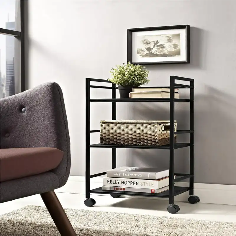 

Shelf Metal Rolling Utility Cart, Black