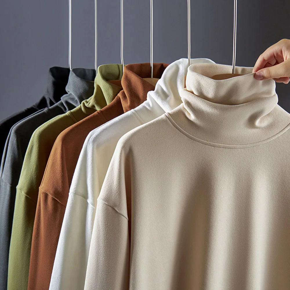 Men's Autumn Winter Clothes Long Sleeve T-Shirts Undershirts Tops Blouse Men Streetwear Sweatshirts Turtleneck Sweater Pullovers