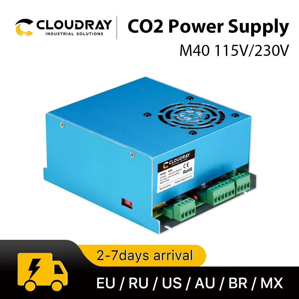 Cloudray 40W CO2 Laser Power Supply M40WT 110V/220V for Laser Tube Engraving Cutting Machine Model A