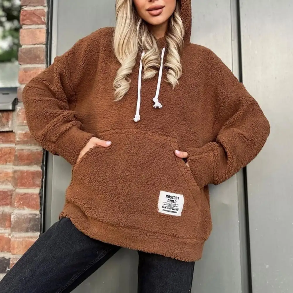 

Women Hoodie Fashionable Women's Hoodies with Large Pockets Cozy Plush Tops for Autumn Winter Featuring Drawstring for Casual