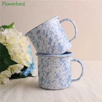 impression enamel mug baby blue dot splatter coffee mug creative coffee cup with handle tall wine cup beer mug tea cup