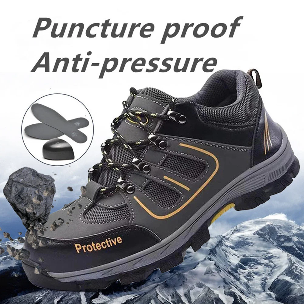 

EU 35-46 Rubber Thick Sole Labor Insurance Defence Hit Puncture Proof Shoe Male Outdoor Climbing Travel Mountaineering Sneakers