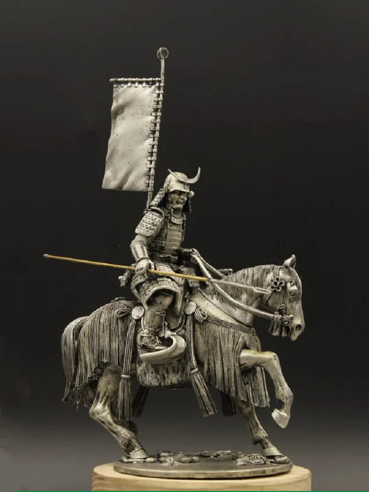 

Japanese Warring States Period Samurai Mounted Samurai Figuirnes 1/18 90mm Tin Metal Ancient Soldier Model DIY Collection
