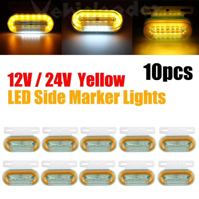 

10x 12V 12 LED Yellow Car Truck Side Marker Lights External Lights Signal Indicator Lamp Warning Tail Trailer Light 3 Modes