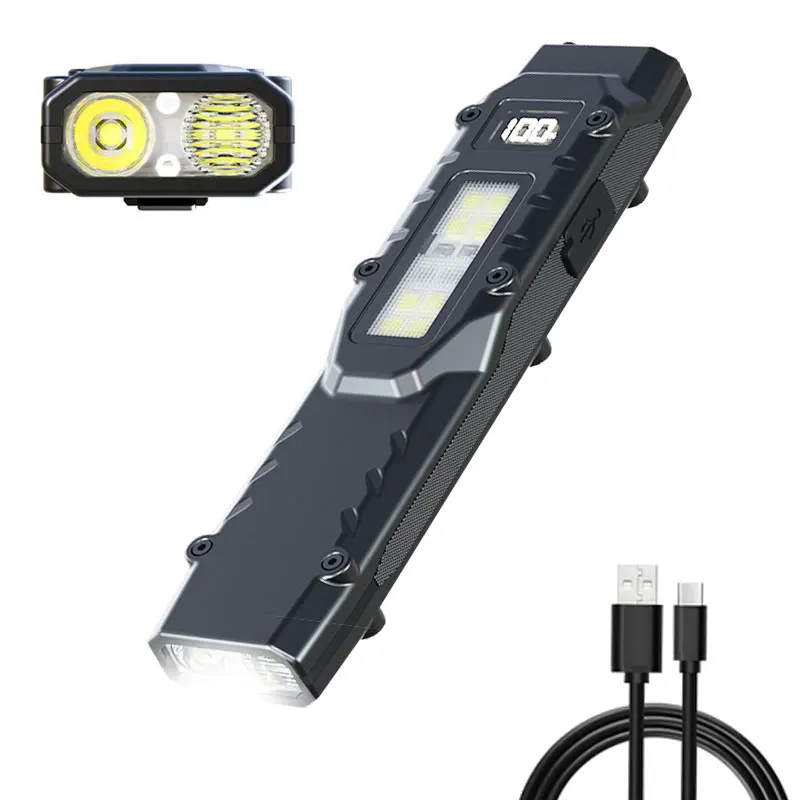 

1100LM Портативный перезаряжаемый тактический фонарик 1000 мАч Полимерный аккумулятор IPX44 Водонепроницаемый светодиодный COB-светильник для кемпинга УФ-свет