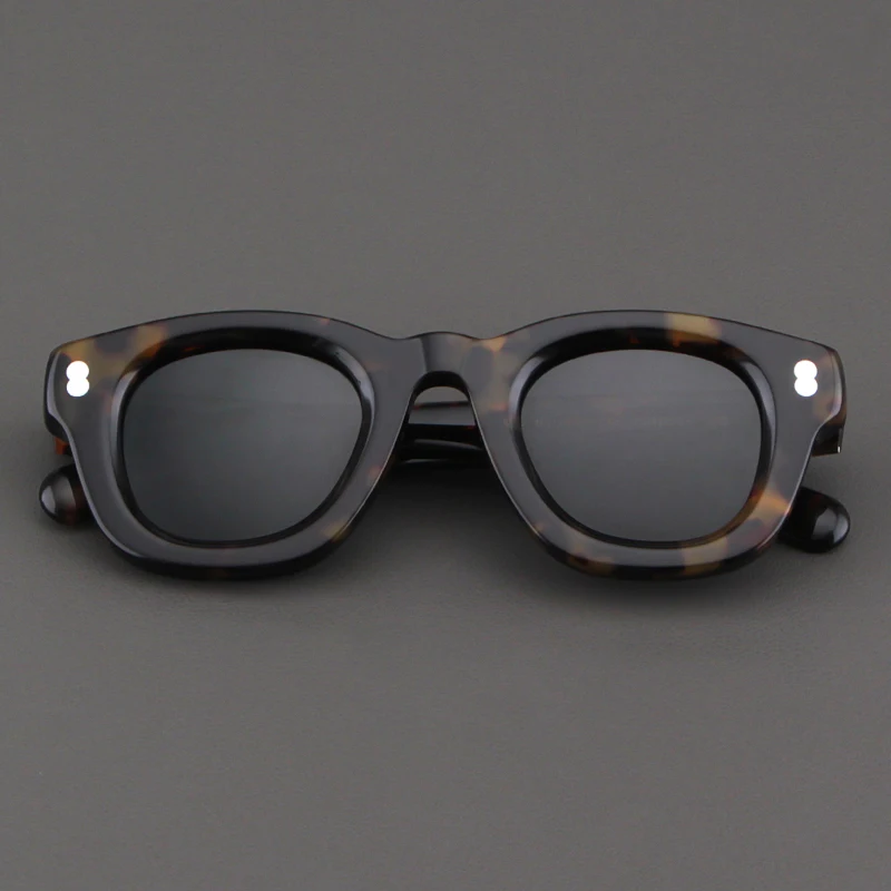 Zerosun Thick Acetate Polarized Sunglasses Male Women Heavy Sun Glasses Men Steampunk Vintage Black Tortoise Frame Oval Shades