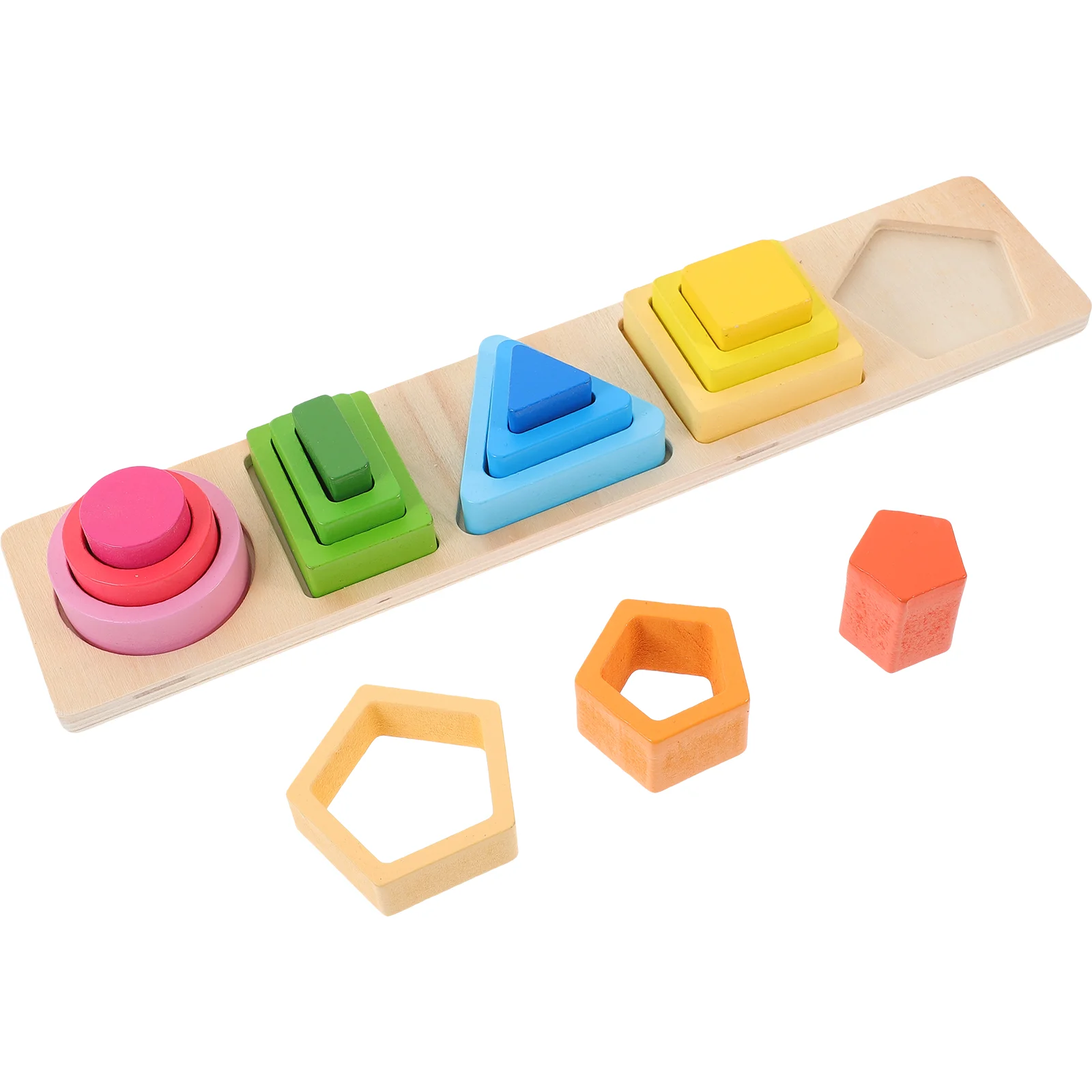 

Toddler Sorting Blocks Toy Set Columns Geometry Shape Wooden Stacking Toys Kids