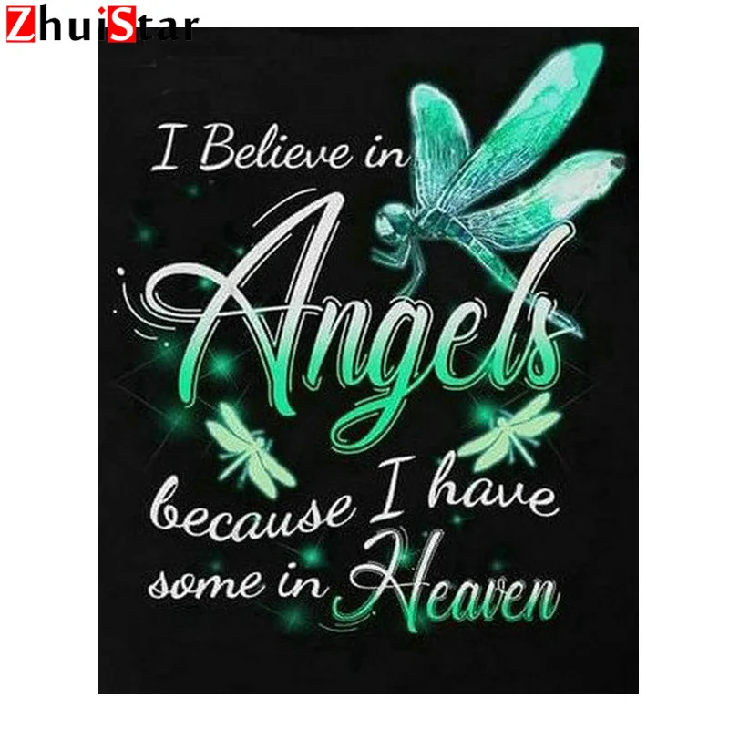 

New 5d Diamond Painting Dragonfly Angel Stickers Scenery Full Square Drill Mosaic Artwork 3d Round Diamond Embroidery Crafts WHH