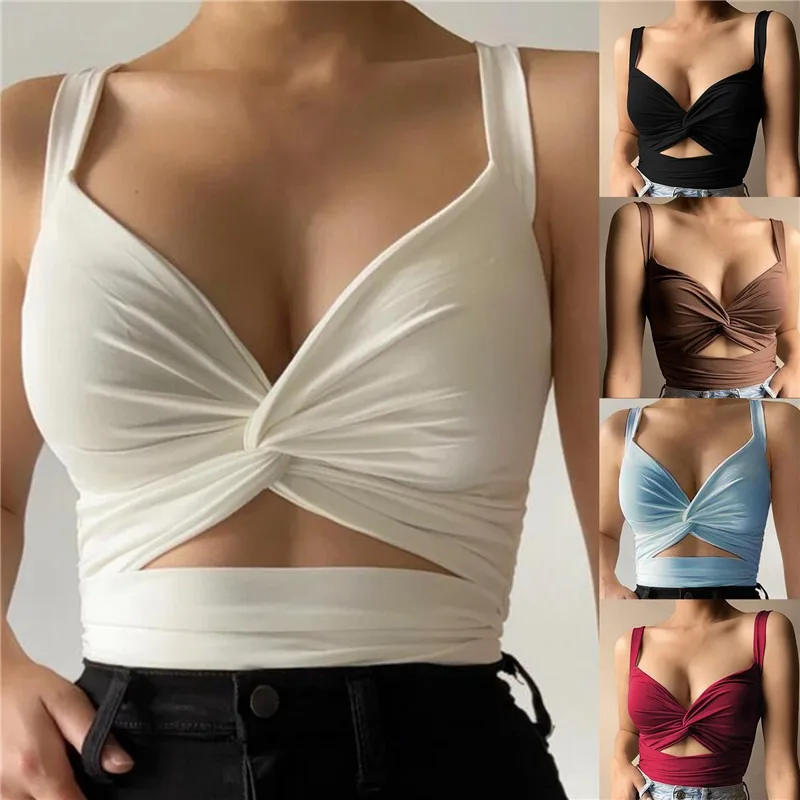 

2023 Sexy Women Sleeveless Short Crop tops Ladies Vest Casual Tank Top Women's Tube Top Female Black White