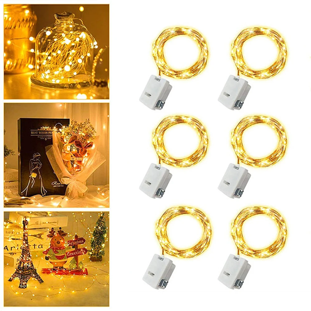

LA2 5pcs Copper Wire LED String Lights Holiday Fairy Lights Garland Christmas Tree Decor Wedding Party DIY Natal Navidad 2023