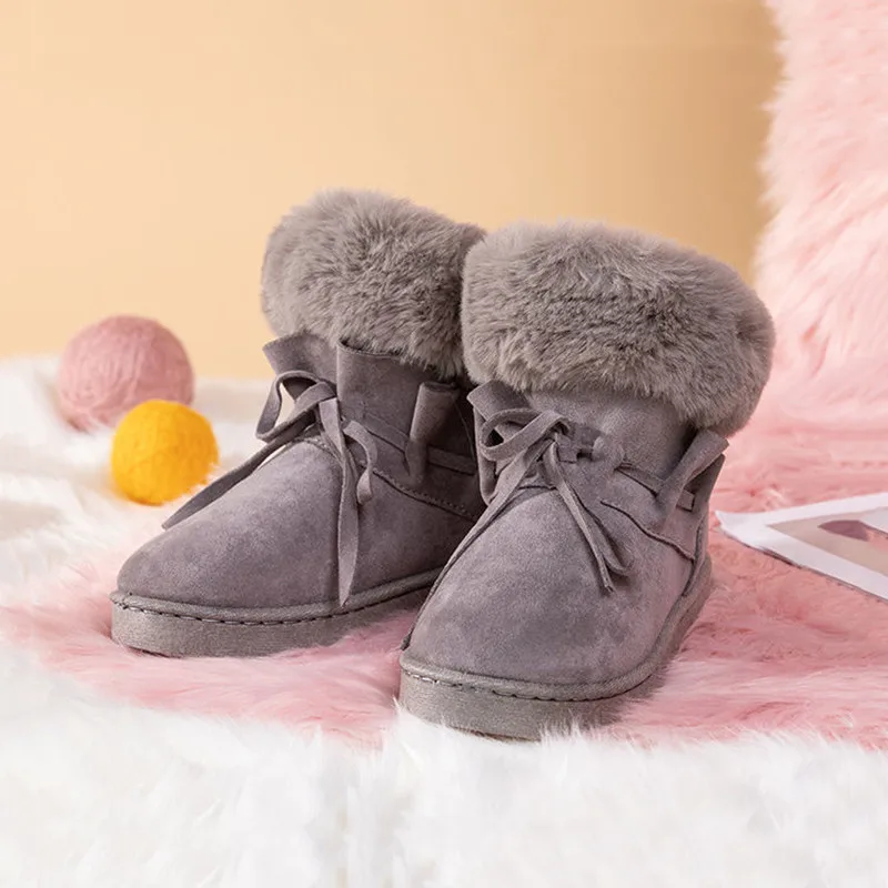 Sweet Non-Slip Women Thicken Velvet Cotton Boots Winter Warm Snow Boots 2022 Fashion Fur Slip-On Comfortable Platform Work Shoes
