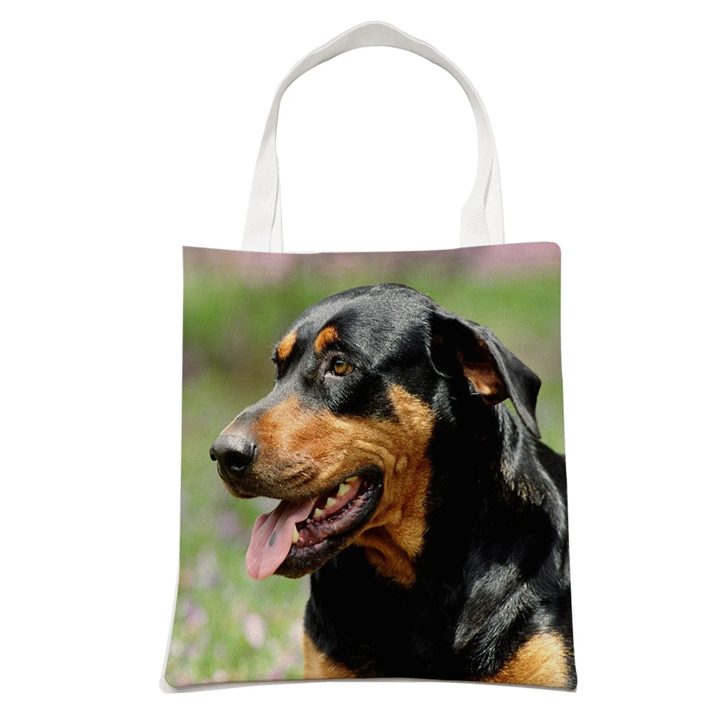 Сумка-тоут женская Двусторонняя холщовая с принтом животного |