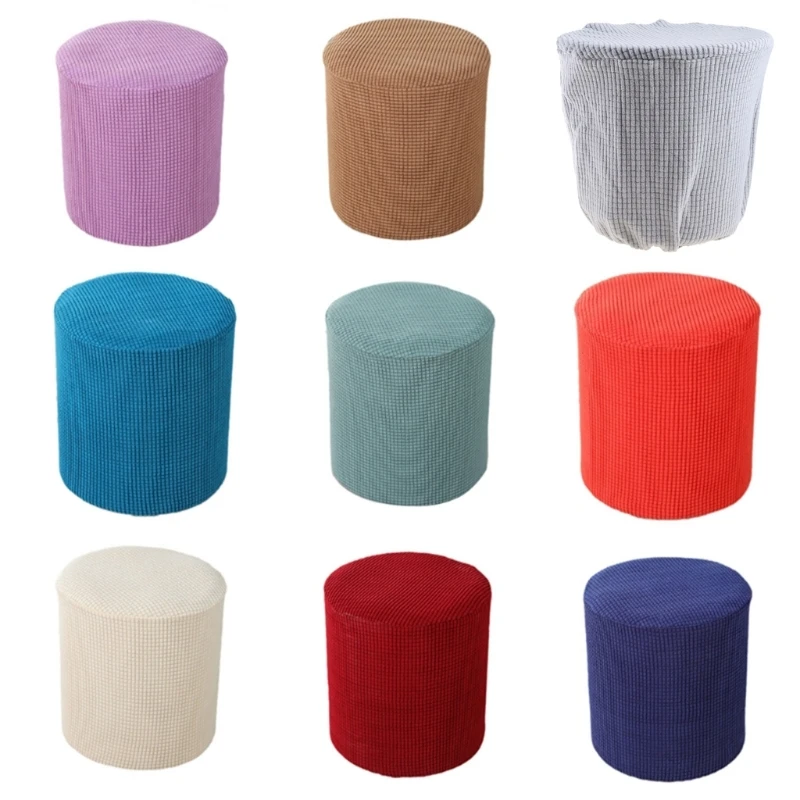 

P82D круглая оттоманка чехол вафельный жаккардовый Бархатный Чехол для ног эластичный протектор