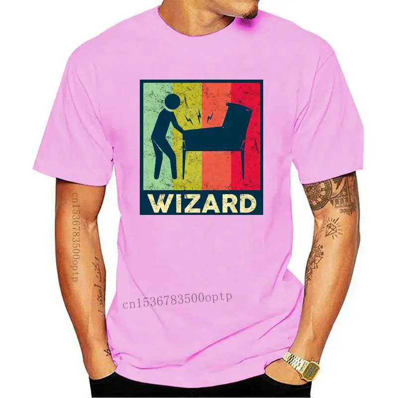 

Men Printing Short Sleeve Tshirt trend Vintage Retro Arcade Pinball Player Wiz Amazing Unique loose summer T shirt for men