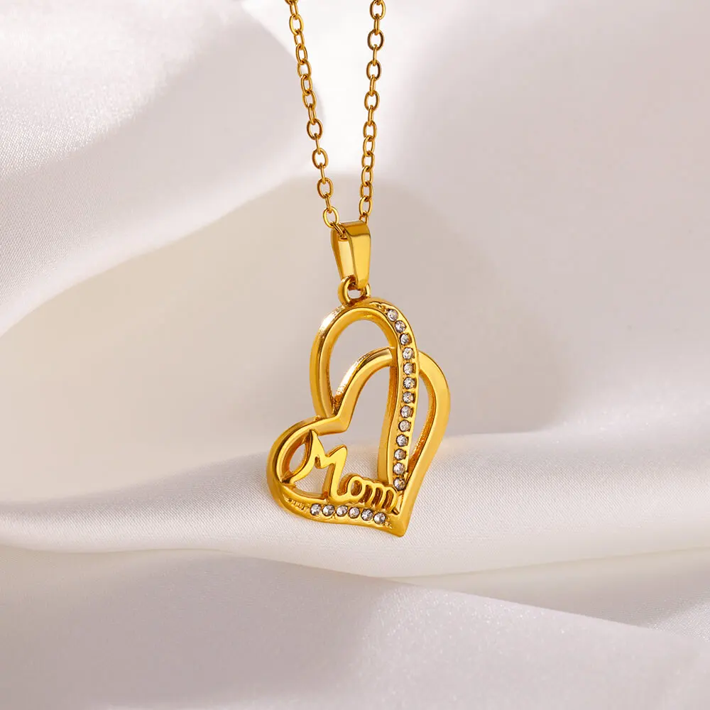 Ожерелье женское из нержавеющей стали с подвеской в виде двух сердец