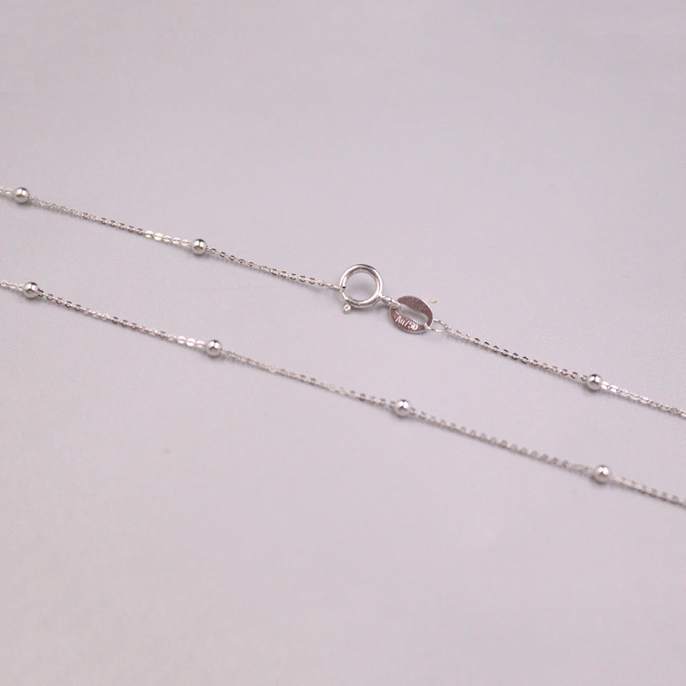 Au750 18-каратное белое золото мини-бусины крошечное ожерелье-цепочка ювелирные