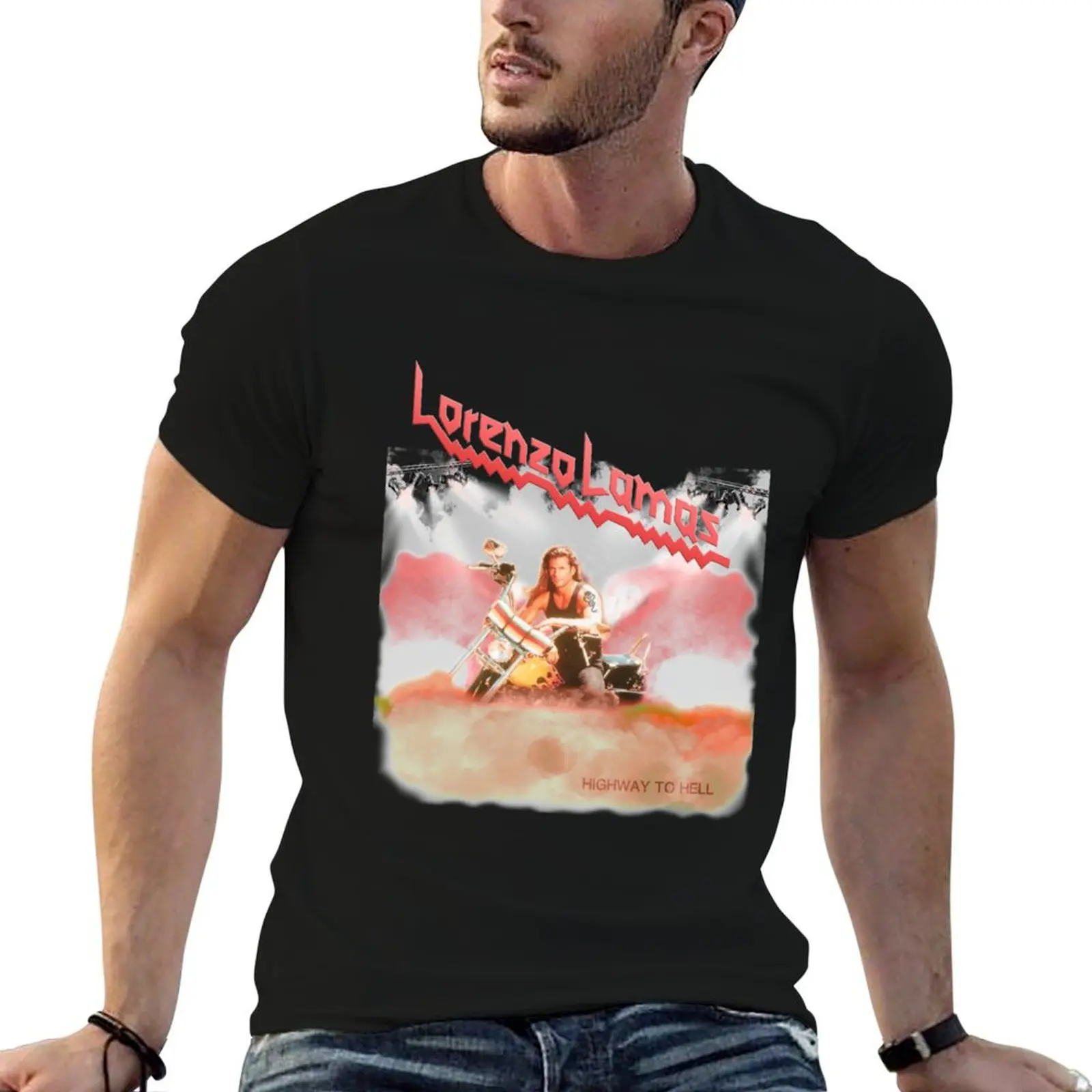 Фото Футболка Lorenzo Metal Lamas, мужская футболка, дизайнерские мужские футболки, хлопковая черная хлопковая футболка, однотонная мужская футболка №4