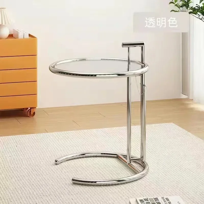 Простой Прозрачный подъемный журнальный столик круглый стол из нержавеющей
