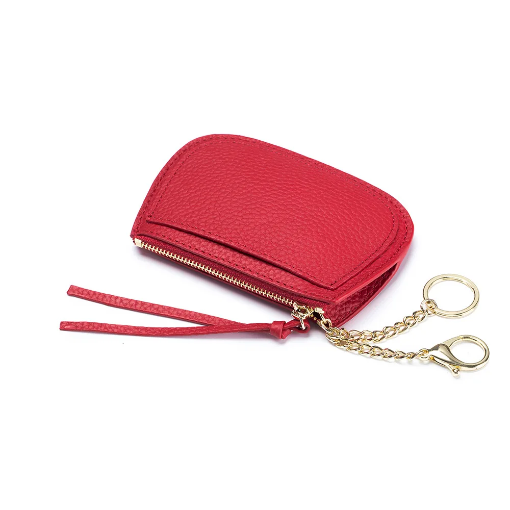 

ROYAL BAGGER Coin Purse for Female Genuine Cow Leather with Key Chain Zipper Wallet Korean Fashion Slim Thin Purses Card Holder