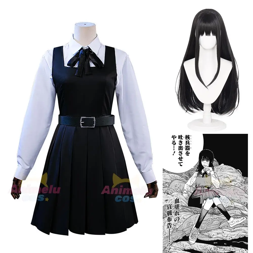 Anime Chainsaw Man Mitaka Asa Cosplay Costume Black Uniform Pleated Skirt war demon cosplay Japanese school uniform