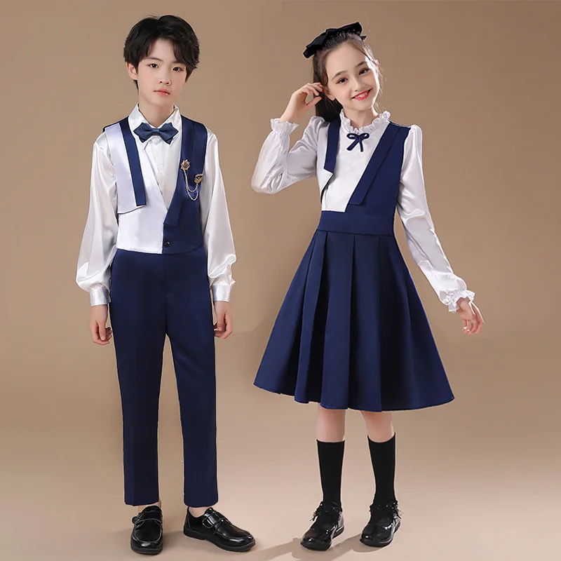 

Детская одежда для выступления хора: платье в английском стиле для учащихся начальной и средней школы, для рецитации мальчиков и девочек