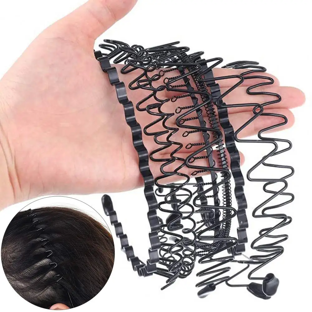 

9Pcs Hairband Black Make-up Wave Elastic Hair Hoop for Wash Face Supply