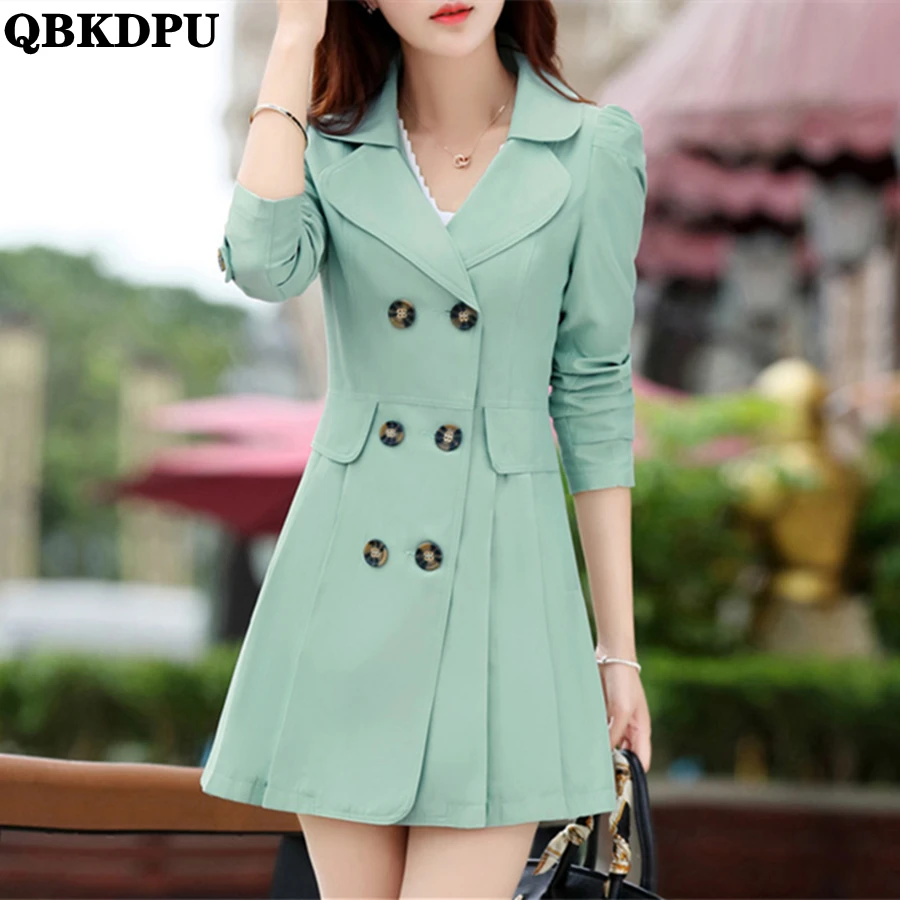

Slim Mid-length Office Trench Coats Women Classic Windbreaker Jackets Double Breasted Oversize 4XL Outwear Spring Korean Abrigos