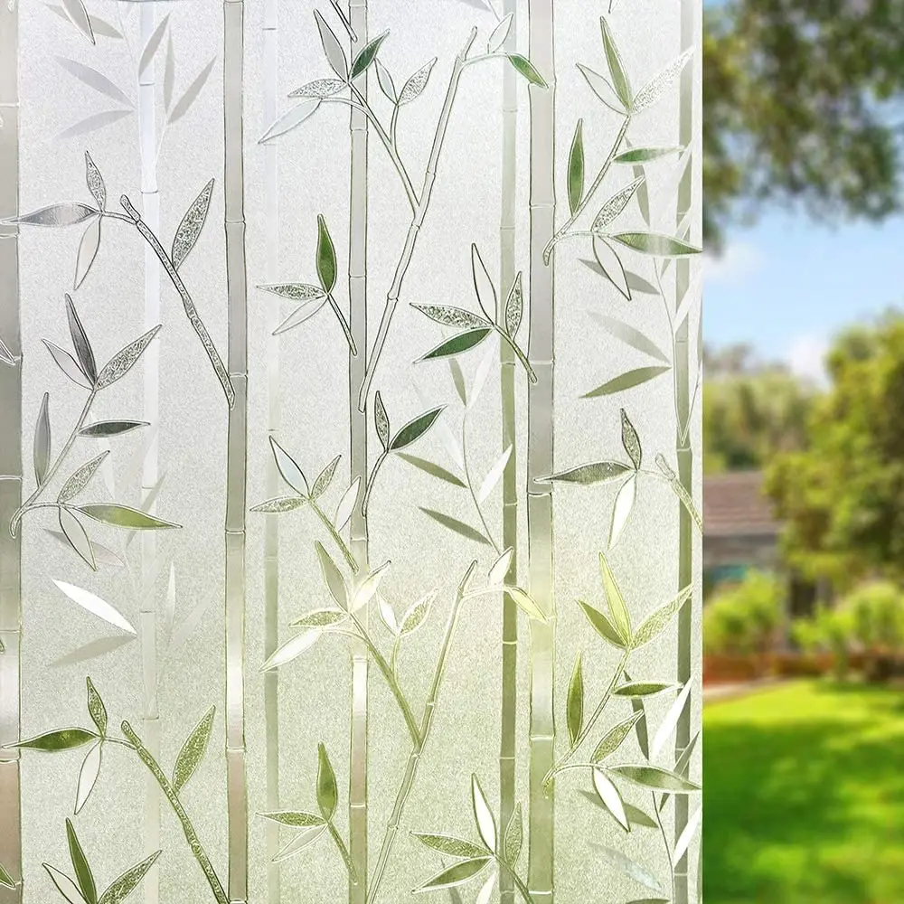 

3D Static Adhesive Art Window Film Frosted Glass Cling Bamboo Pattern for Office Home Decorative Privacy Protection Stickers