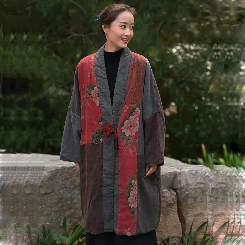 Оригинальная осенне-зимняя куртка из хлопка и конопли свободная версия