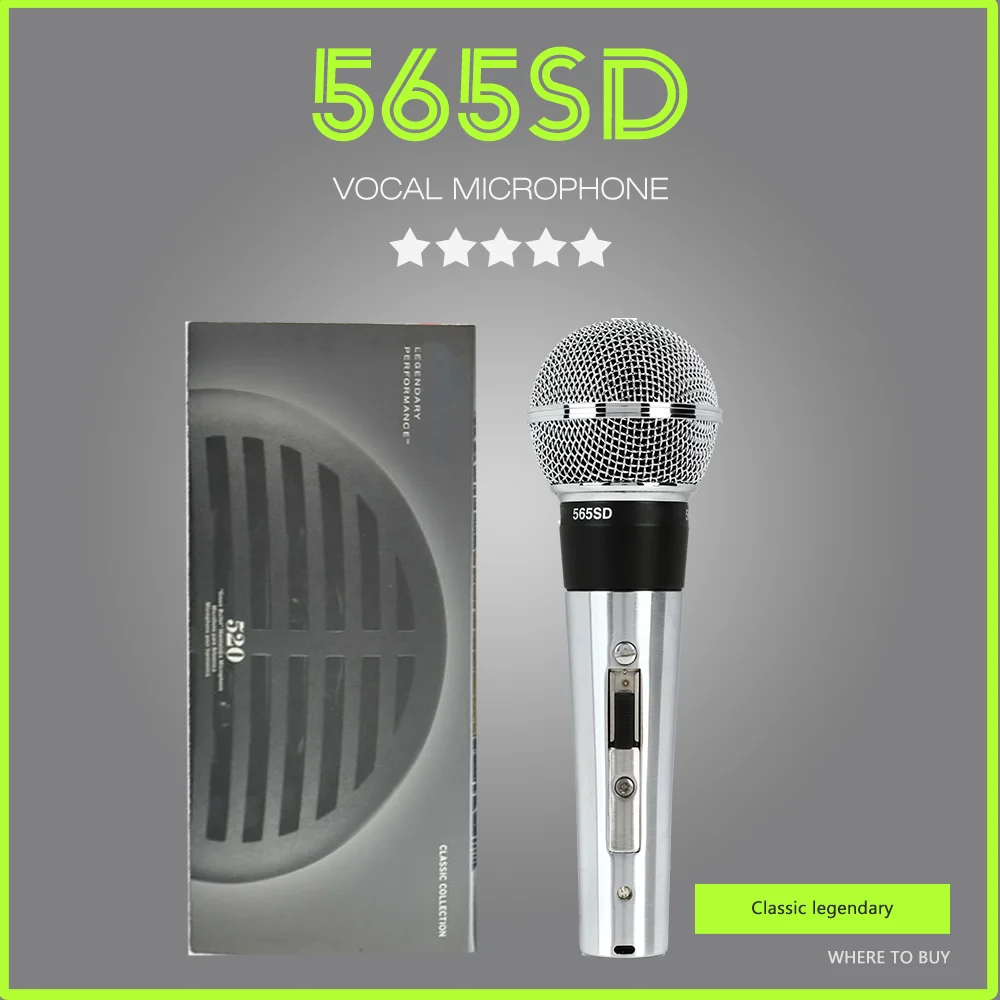 

565SD Wired Vocal Dynamic Cardioid Wired Microphone Clear Sound with On/Off Switch For Singing Stage Karaoke Studio Live Show