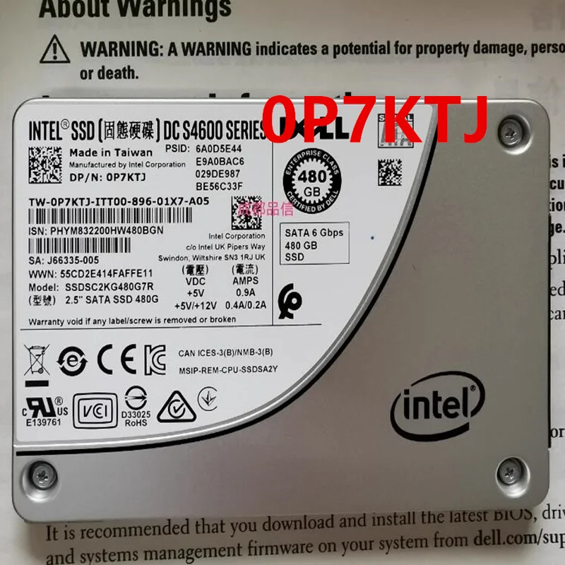

Original New Solid State Drive For DELL S4600 480GB 2.5" SATA SSD For 0P7KTJ P7KTJ