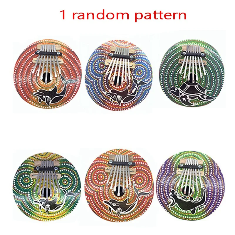 

7 Key Kalimba Thumb Piano Painted Coconut Shell Kalimba Music Instrument Kids Toy