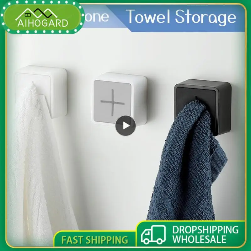 

Punch Free Towel Hook Bathroom Dishcloth Clip Self Adhesive Waterproof Towel Plug Holder Kitchen Tools Towels Storage Silica Gel