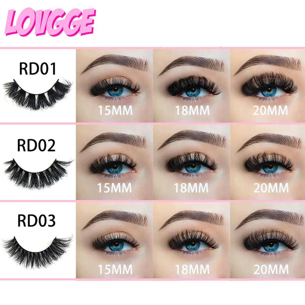 

LOVGGE Russian D-curl Lashes Mink False Eyelashes Bulk Bundle Wholesale Black Cotton Band Full Strip 100 Pairs DHL Fast Shipping