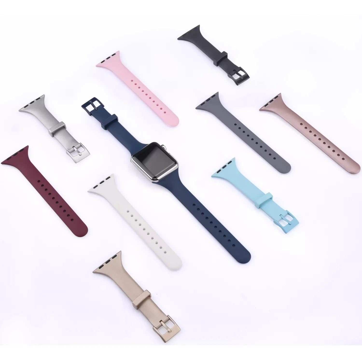 

Silicone Bracelet Strap For Apple Watch Band 7 6 5 4 3 2 SE 38MM 42MM 44MM 40MM Soft Wrsitband For iWatch 41mm 45mm correa