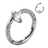 g23 titanium cz pave side center hinged segment hoop rings pierc nose ring clicker labret ear tragus cartilage body piercing