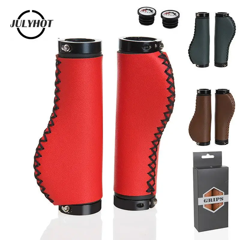 

Bicycle PU Leather Handlebar Grips MTB Road Bike Scooter Non-slip Handle Bar End Bicycle Handmade Leather Cover 4Color Available
