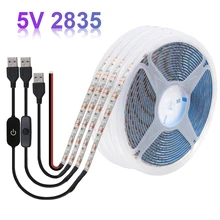 5V USB LED Strip Light Battery Power SMD 2835 3528 60LED 0.5m 1m 2m 5m Cold White Warm Blue Ribbon Cabinet Lights Night DC5V