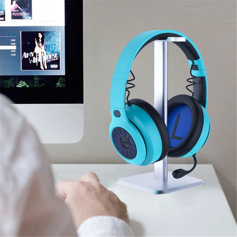 

Curved Headphone Stand Rack Sturdy Gaming Headset Earphone Holder Hanger with Solid Base for Table Desk Display