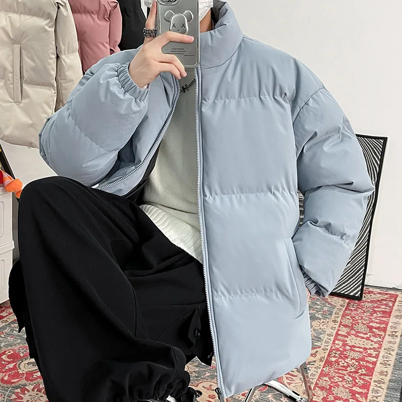 Fashion Winter Warm Solid Color Parkas For Men Overszied Coats 2022 Korean Man Casual Long Sleeve Zipper Jacket Outwear 5XL