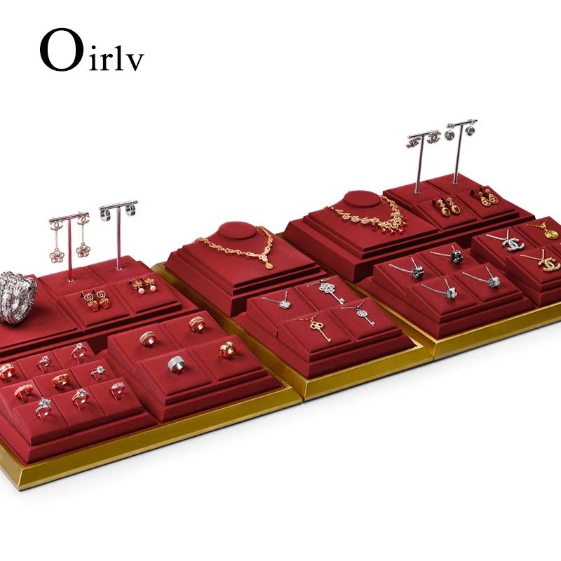 

Набор для демонстрации ювелирных изделий Oirlv, профессиональная подставка для колец, серег, шеи, бархатная Подставка для ювелирных изделий, витрина