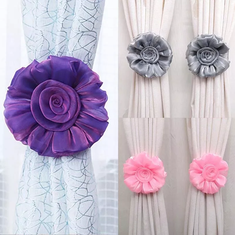 

1PC/1Pair Flowers Curtain Tieback Stain Curtain Clips Home Curtain Holder Tie Backs Living Room Bedroom Drape Decor