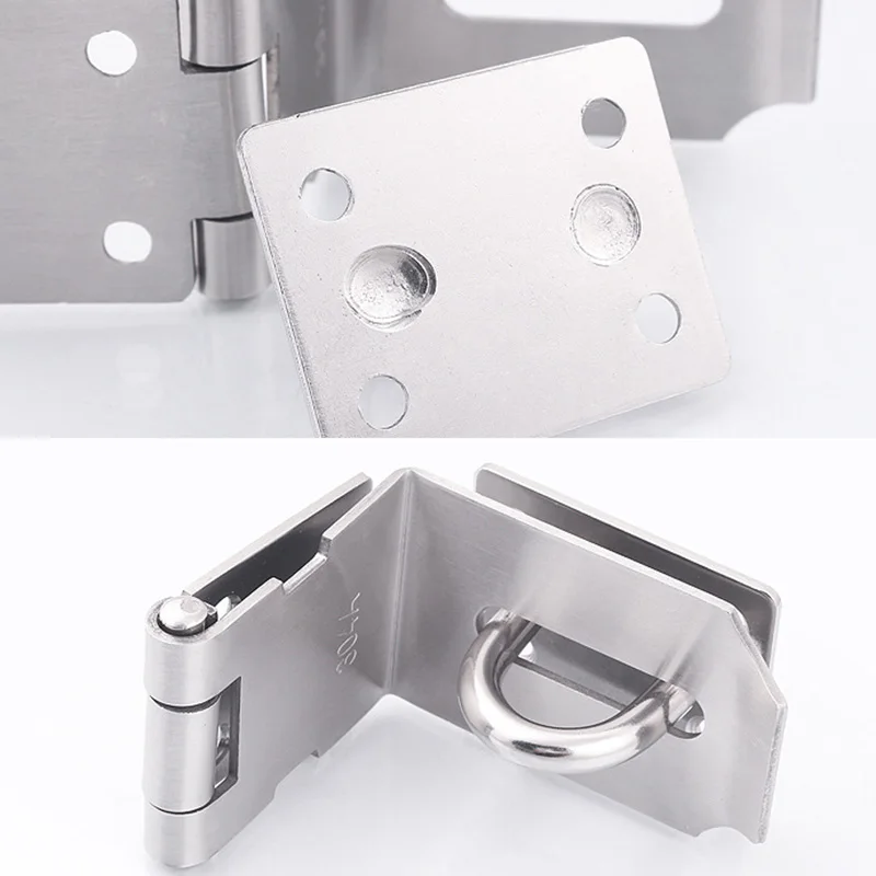 

Door Hasp Latch 90 Degree Stainless Steel Safety Angle Locking Latch for Push Sliding Barn Door Safety Durable Home