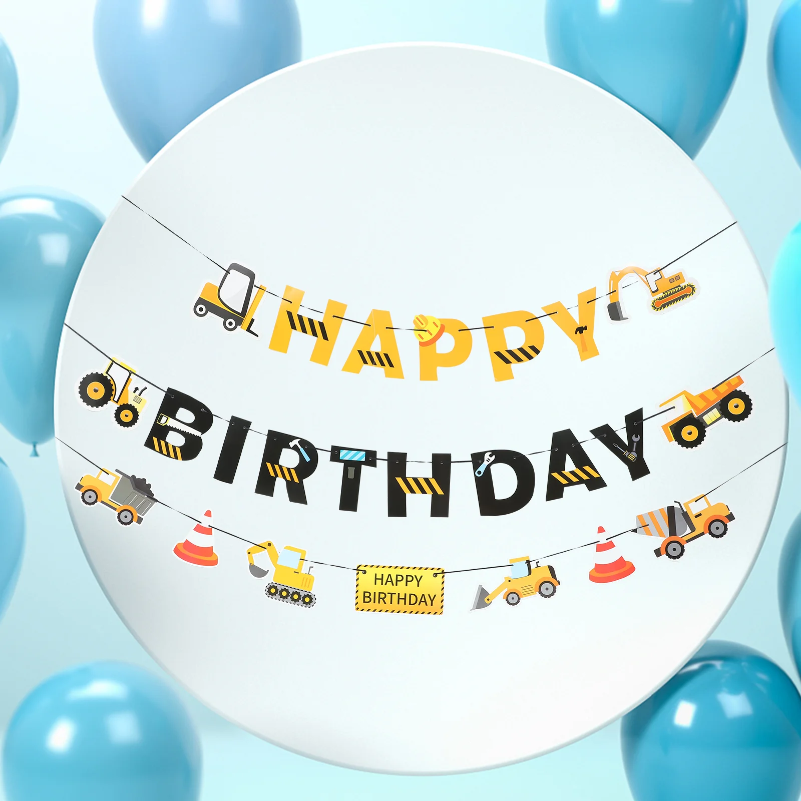 

2pcs Kids Birthday Party Construction Birthday Party Supplies Banner for Birthday Boys Birthday Decoration