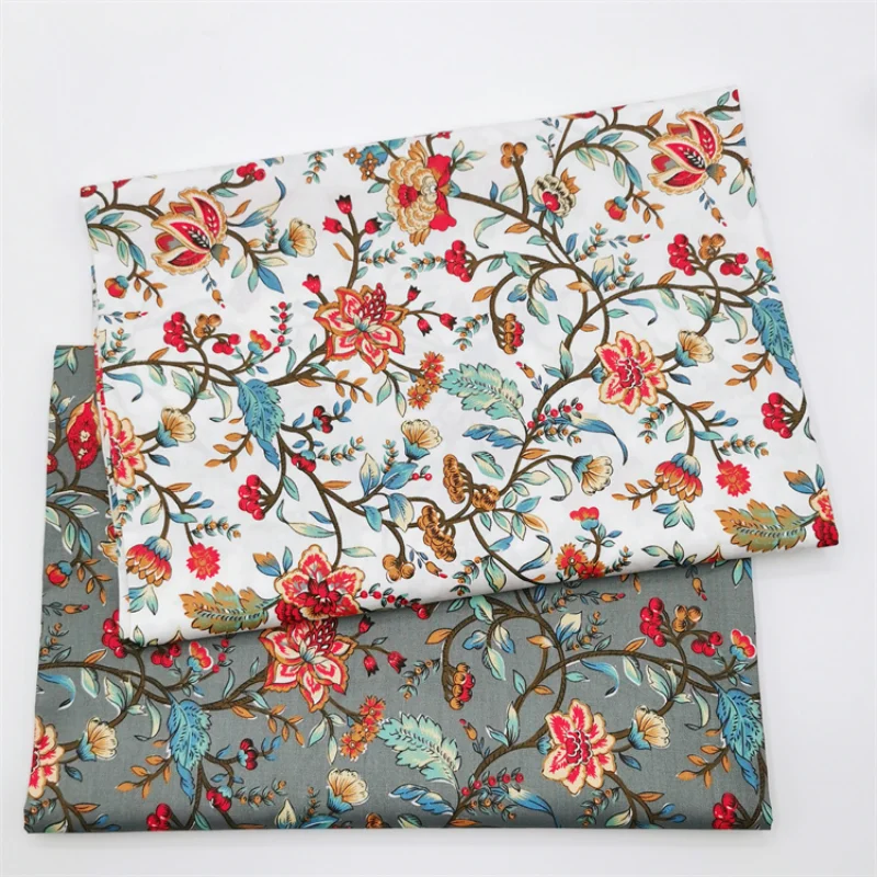 

160x50cm New Floral Cotton Twill Sewing Fabric, Making Bedding Duvet Cover Bag Handmade Dress Lining Cloth