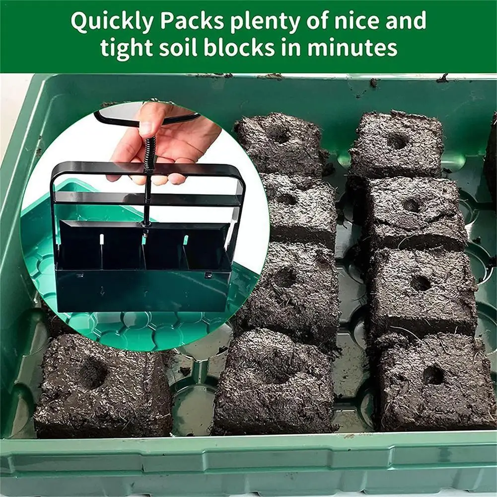 

Handheld Seedling Soil Block Maker 5x5cm Soil Blocker With Dibbers Blocking Making Soils Seedlings Garden Crock B9m7