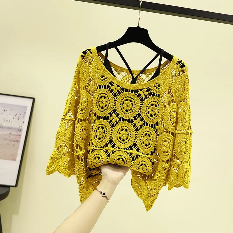 Летняя одежда блузка тонкая кружевная Женская юбка с свободным свитером блузы